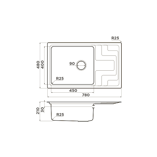 Кухонная мойка Omoikiri Mizu 78-LB-IN нержавеющая сталь 78x48 см 4973729
