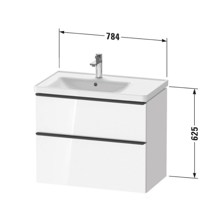Тумба под раковину Duravit D-Neo подвесная 784x452x625 мм 2 ящика цвет белый DE4357010220000