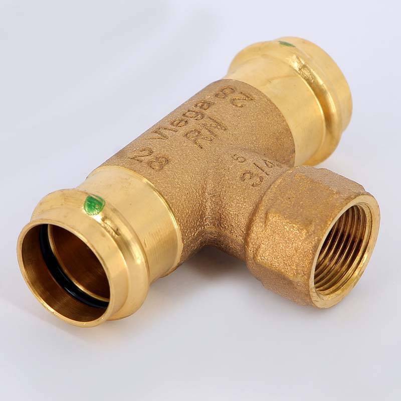 Тройник пресс-В Viega Sanpress 28х3/4х28 бронза 313968