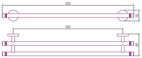 Держатель полотенец двойной Сунержа Каньон 60x10.1x5 см флок красный 56-3002-0600