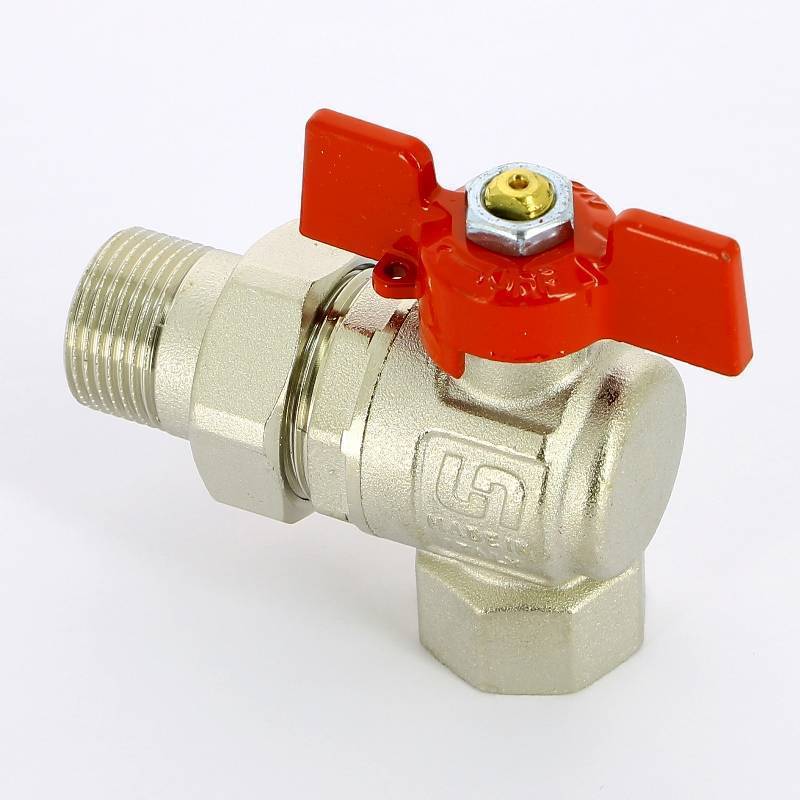 Кран шаровой угловой Uni-Fitt 3/4 НВ с разъемным соединением для коллекторов 133T3000