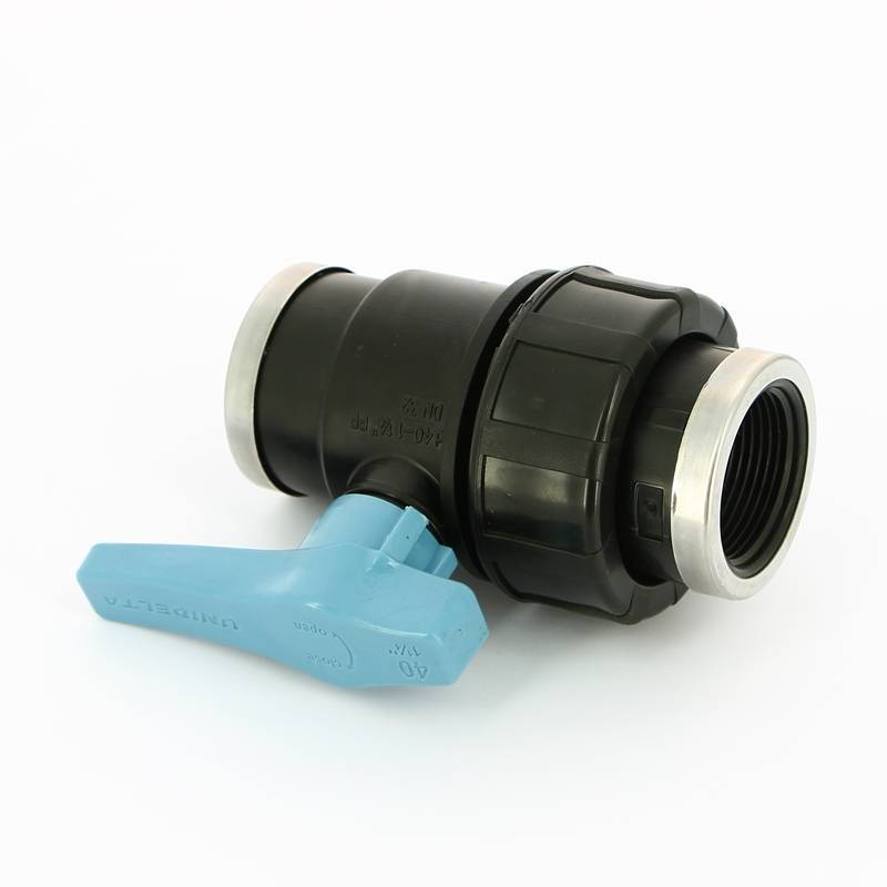 Кран компрессионный Unidelta ВВ 1 1/4 дюйма для труб ПНД 1073005005001