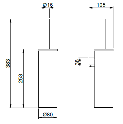 Ершик настенный Almar 80x105x383 мм Brushed Nickel E068005NB