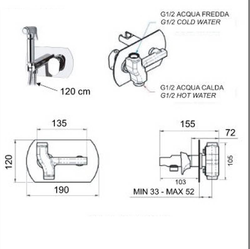 Душ гигиенический Remer с лейкой 332OL хром i60