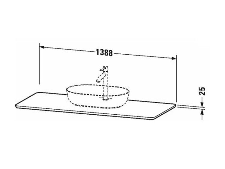 Столешница Duravit Luv 1388x595x25 мм из массива американского ореха LU946107777