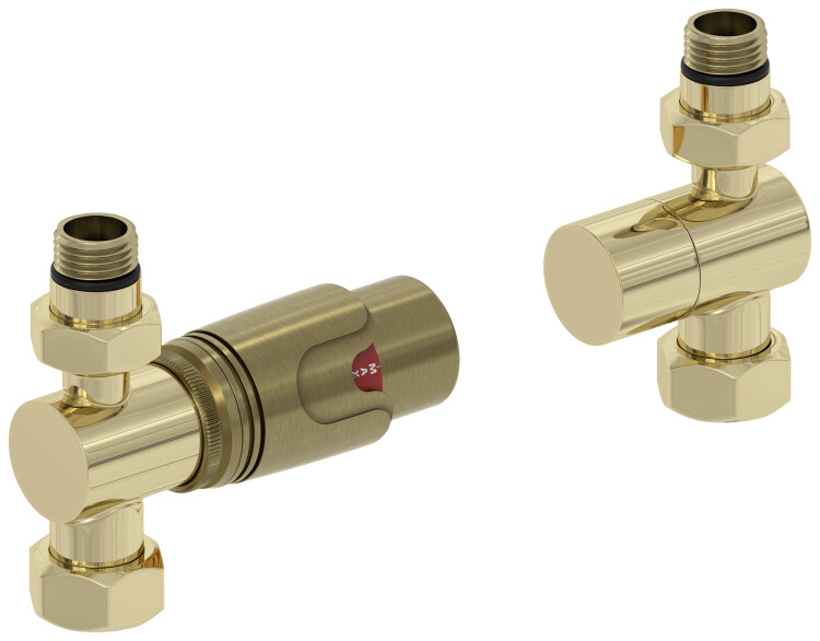 Терморегулятор, Сунержа, автоматический, G 1/2 НР х G 3/4 НГ, набор, прямой, цвет-шампань