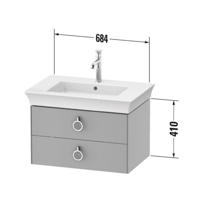 Тумба под раковину Duravit White Tulip 684x458x410 мм подвесная 2 ящика белый глянцевый WT435108585