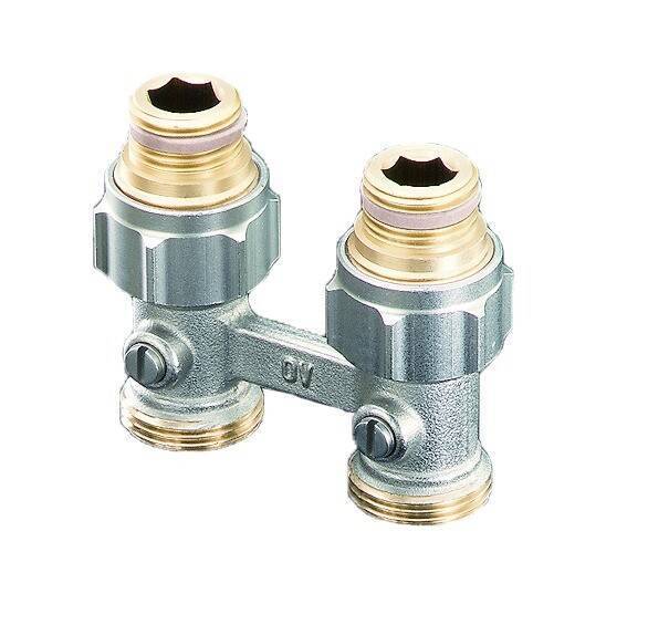 Узел радиаторный прямой Oventrop Multiflex F ZB 3/4 x 1/2 EK никелированный 1015883