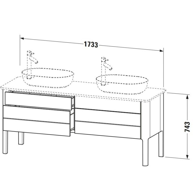Тумба под раковину Duravit Luv 1733x570x743 мм напольная скандинавский белый шелковисто-матовый LU9567B3939