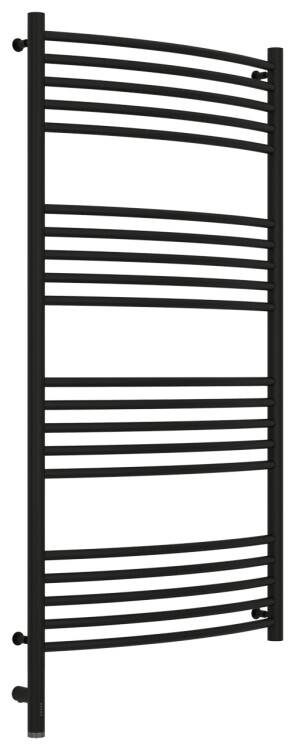 Полотенцесушитель электрический Сунержа Богема 3.0 выгнутая 1200x600 мм МЭМ нижнее слева черный матовый 3158021260
