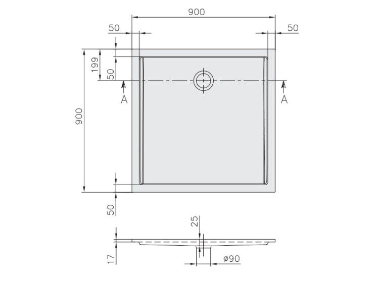 Душевой поддон Villeroy & Boch Futurion Flat 900x900 мм альпийский белый UDQ0900FFL1V01