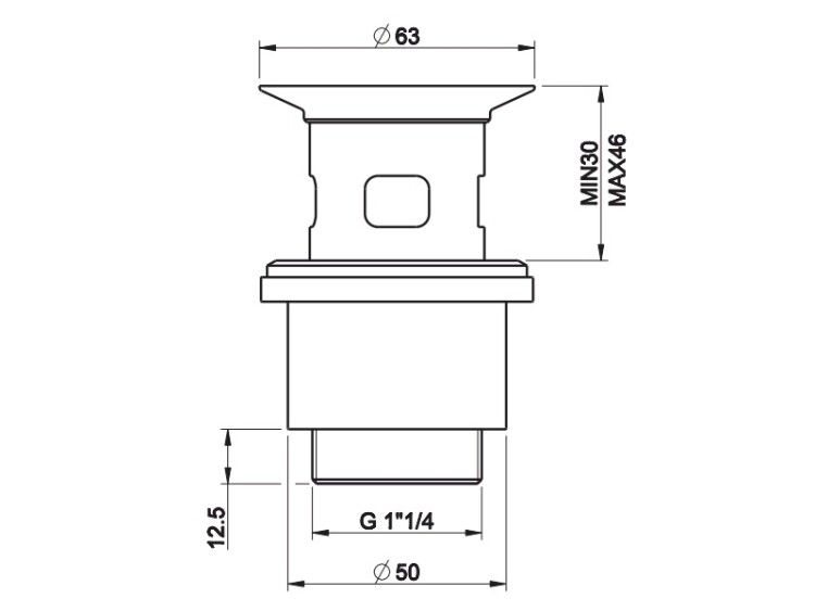 Донный клапан Gessi Technical Accessories 1 1/4 свободного слива хром 01313031