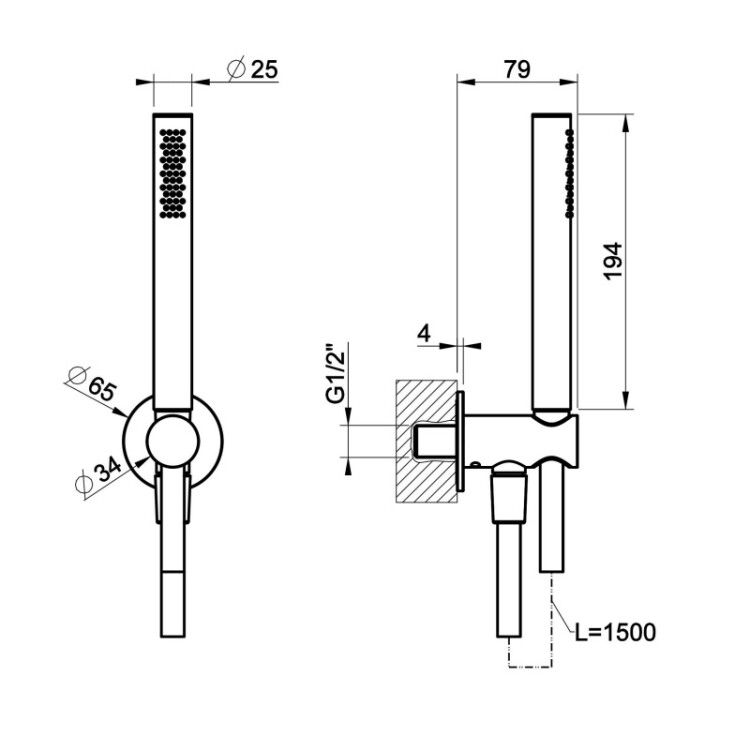 Душевой набор Gessi 316 Bath-Shower черный матовый 54023299