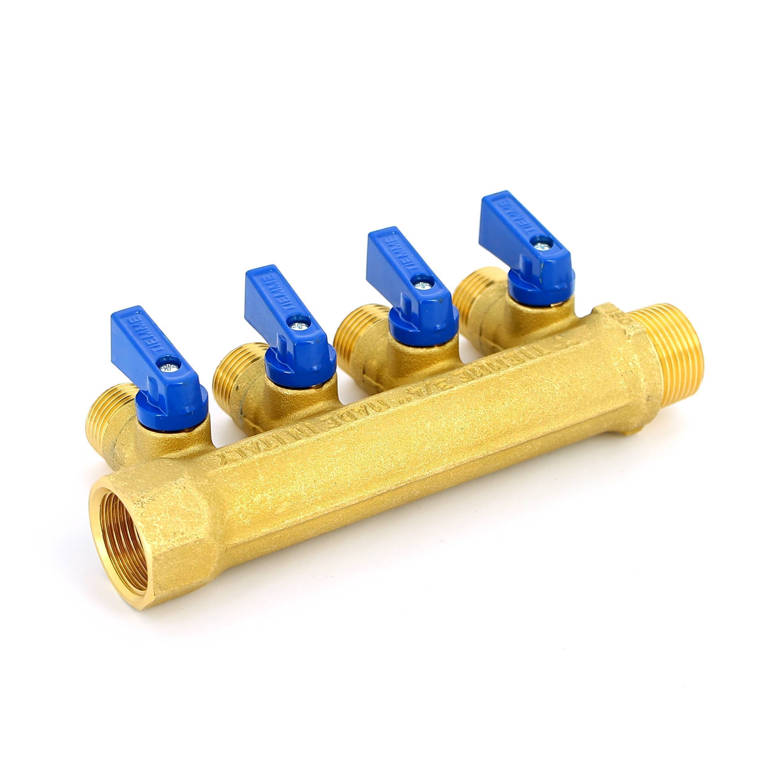 Коллектор с шаровыми кранами Tiemme 3/4х1/2 4 выхода 36 мм 1820016