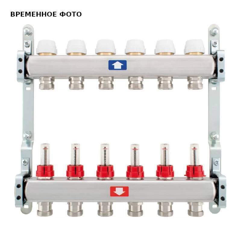 Коллекторная группа из нержавеющей стали Itap 917C с расходомерами и термостатическими вентилями 1 x 3/4 EK 3 выхода 917C 1 3