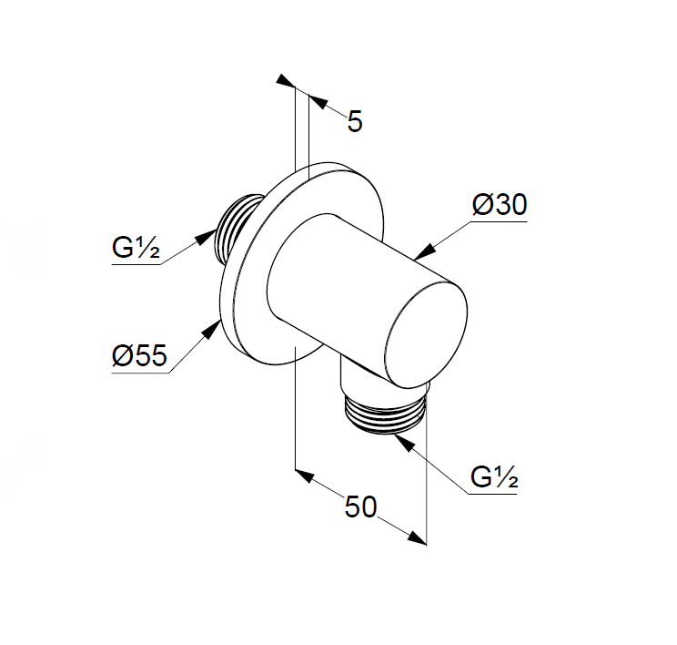 Шланговое подсоединение Kludi A-QA 1/2 никель брашированный 65547N500