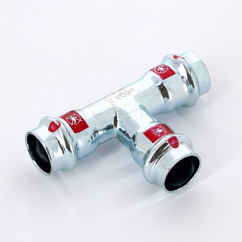 Тройник пресс Viega Prestabo оцинкованная сталь 18 мм 558628