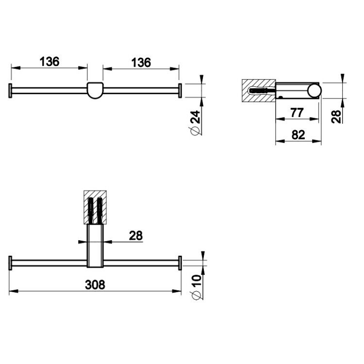 Бумагодержатель Gessi Rilievo двойной 308х82х28 мм цвет Finox Brushed Nickel 59415149