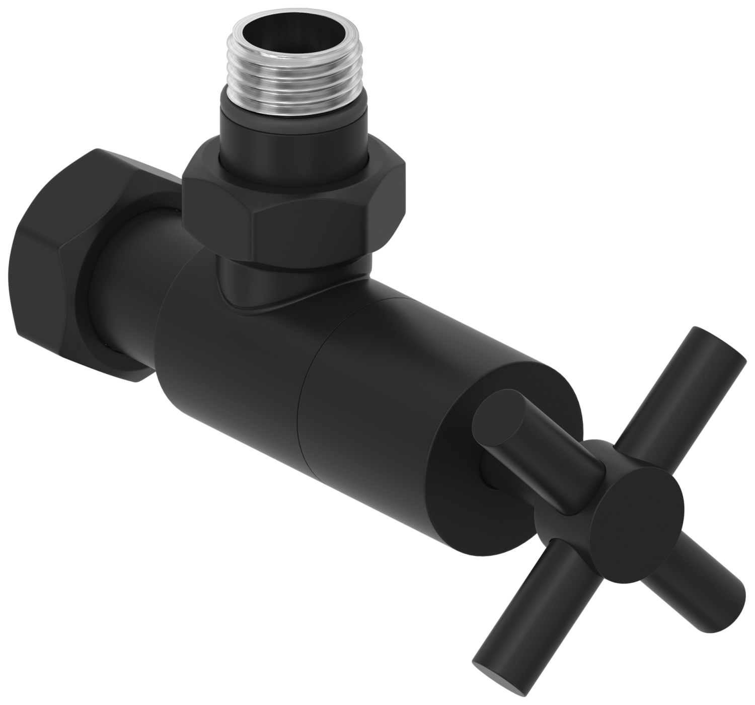 Вентиль регулировки температуры угловой Сунержа Крест G 1/2 HP - G 3/4 НГ черный матовый 31-1408-1234