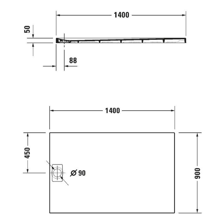 Душевой поддон Duravit Stonetto 1400x900 мм антрацит 720150680000000