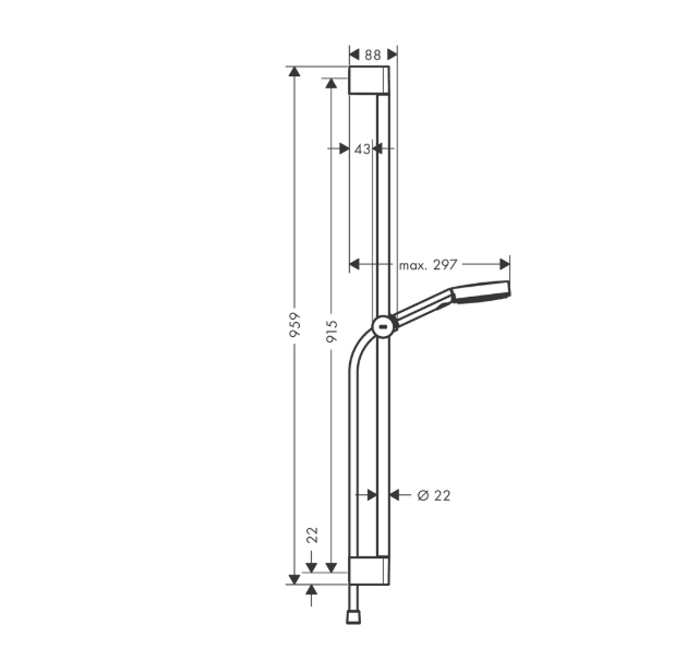 Душевой гарнитур Hansgrohe Pulsify Select S 105 3jet Relaxation EcoSmart со штангой 900 мм черный матовый 24171670