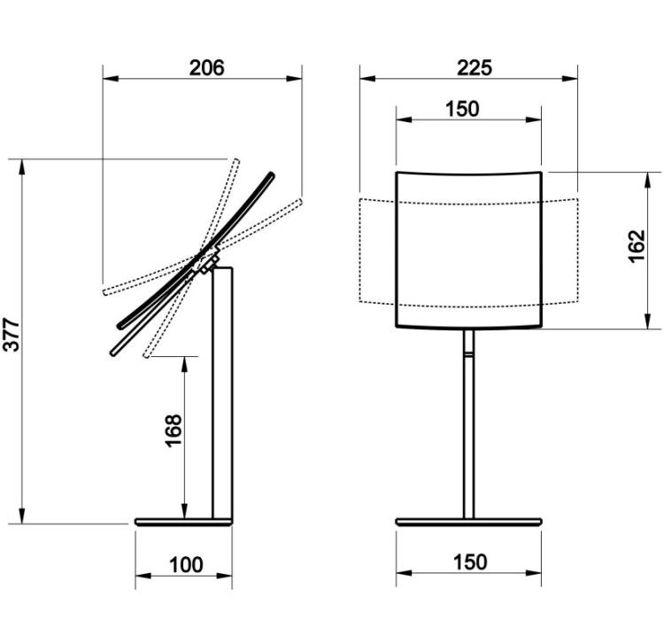 Косметическое зеркало Gessi Rettangolo настольное без подсветки Finox Brushed Nickel 20988149