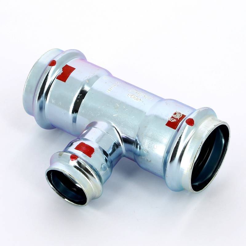 Тройник пресс Viega Prestabo оцинкованная сталь 42х28х42 мм 558796