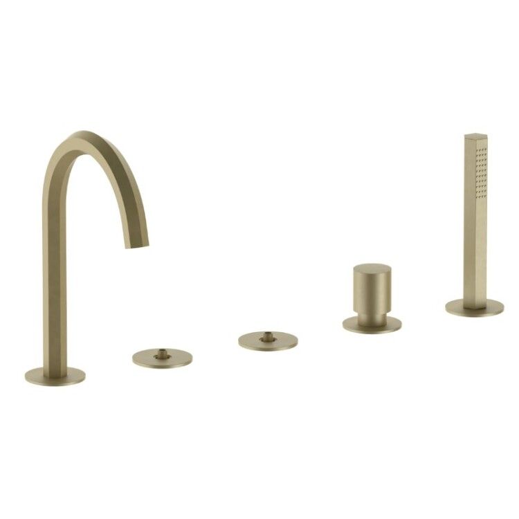 Смеситель для ванны и душа Fantini Venezia на борт ванны цвет Matt British Gold PVD 29P6N465S