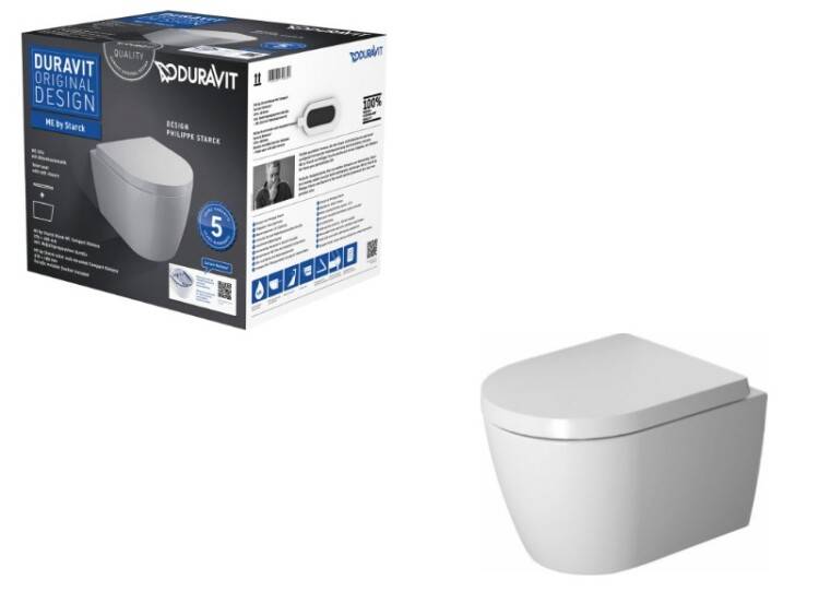 Унитаз подвесной Duravit ME by Starck Rimless Compact 370x480x350 мм белый 45300900A1