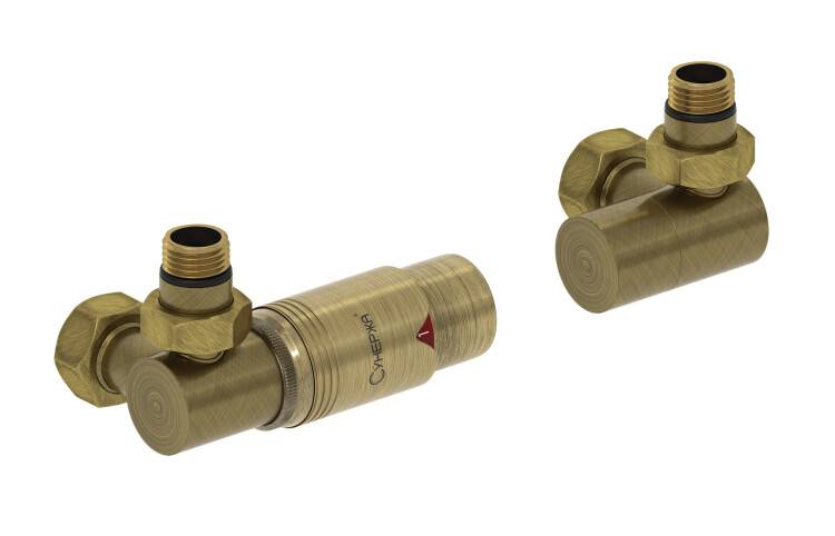 Терморегулятор автоматический Сунержа 3D G 1/2 x G 3/4 набор левый бронза состаренная 0514210000