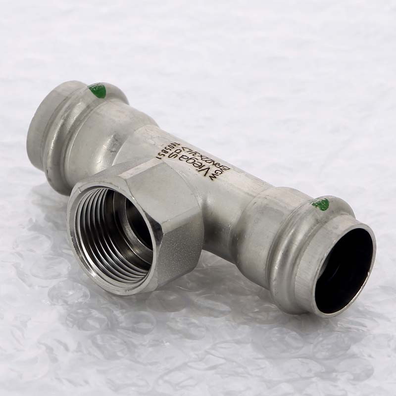 Тройник пресс Sanpress Inox Viega нержавеющая сталь 22х3/4х22 мм ВР 437183