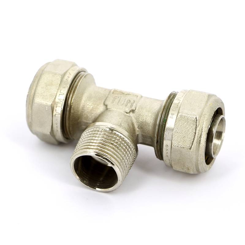 Тройник обжимной Tiemme никелированный 26x1x26 наружная резьба 1600087