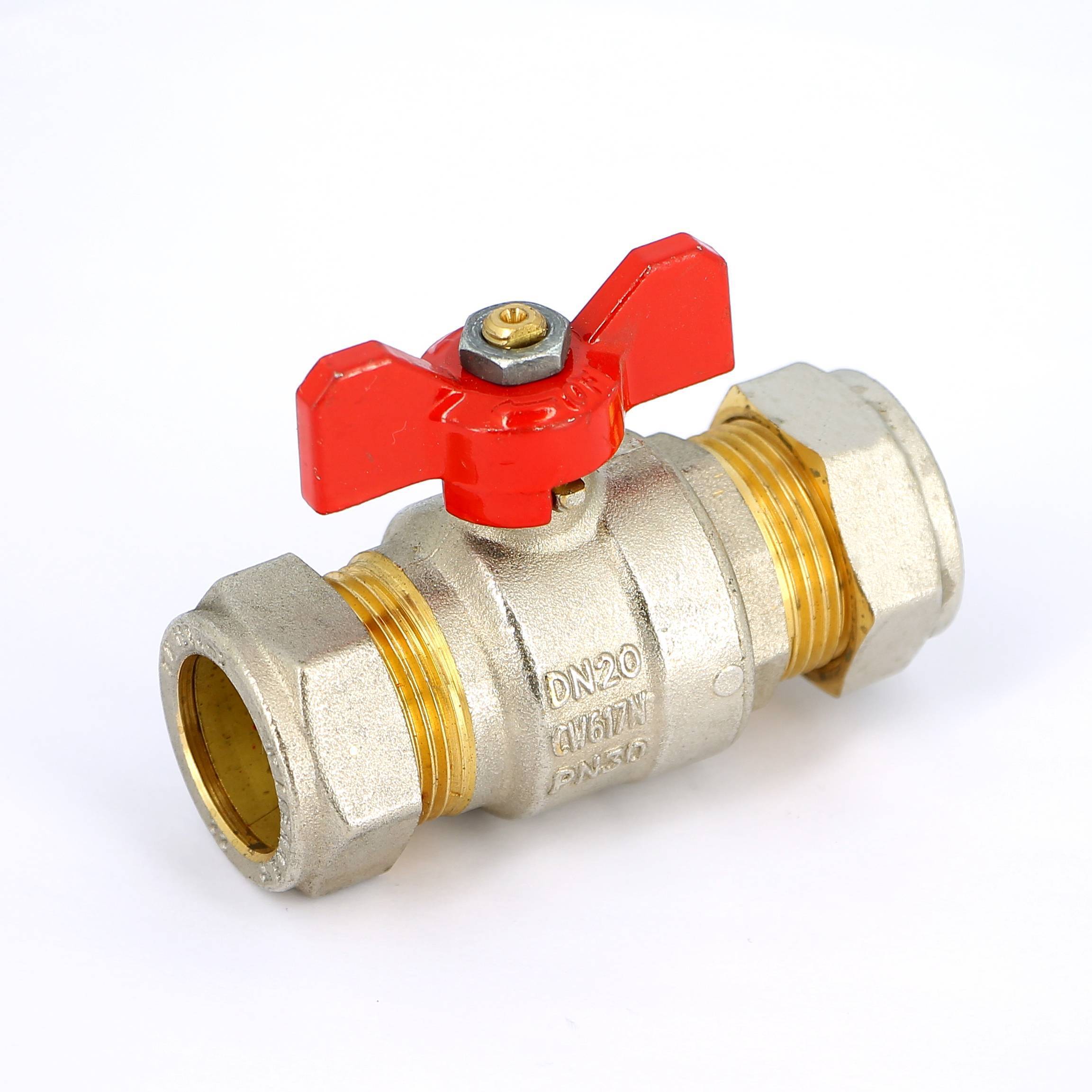 Кран шаровый обжимной Tiemme 2140 22 мм с бабочкой 2140001