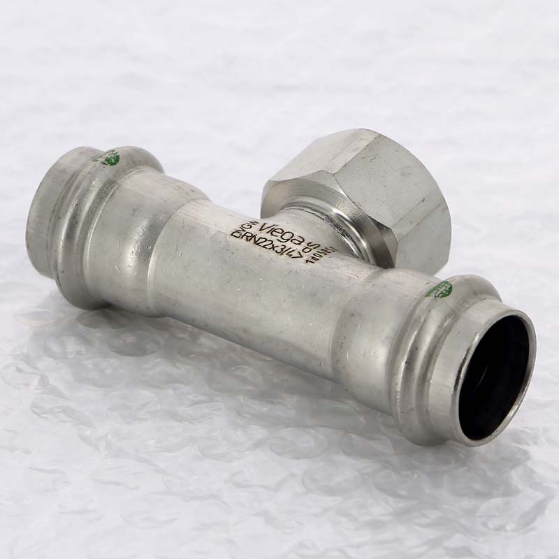 Тройник пресс Sanpress Inox Viega нержавеющая сталь 22х3/4х22 мм ВР 437183