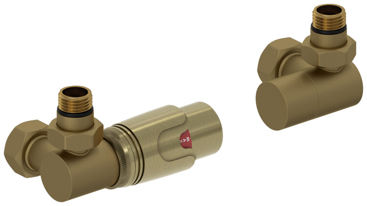 Комплект терморегуляторов Сунержа 3D автоматический левый G 1/2 x G 3/4 золото матовое 03214210001