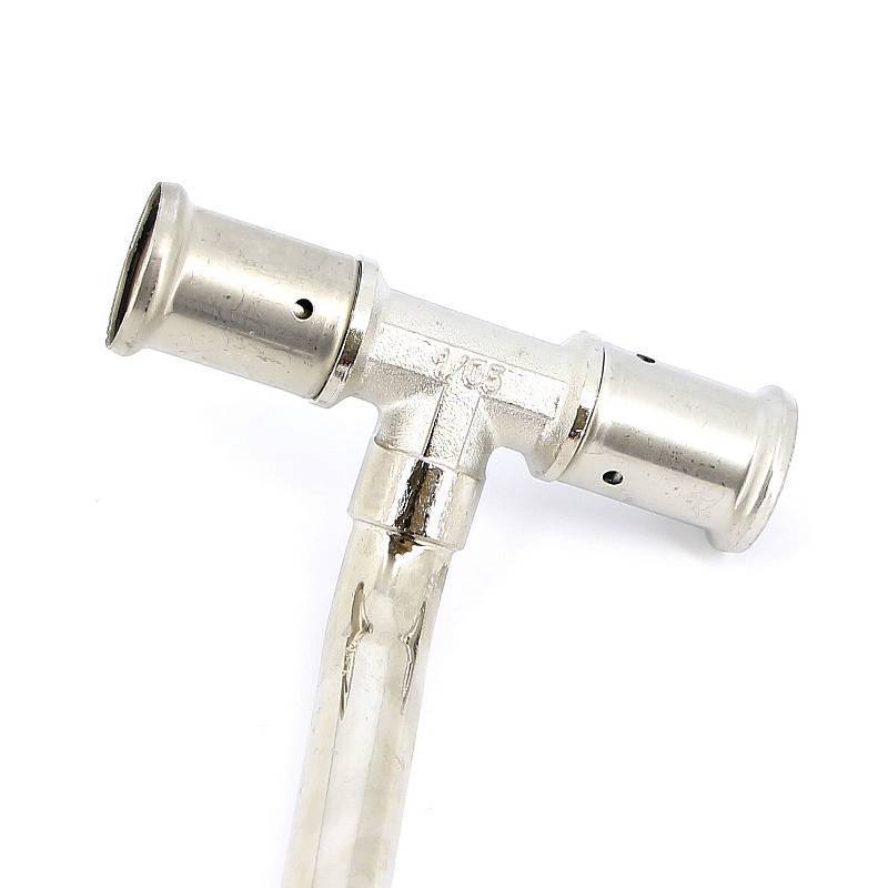 Тройник пресс Henco 22p 16х15х16 мм с трубкой 300 мм для радиатора 22P-1604