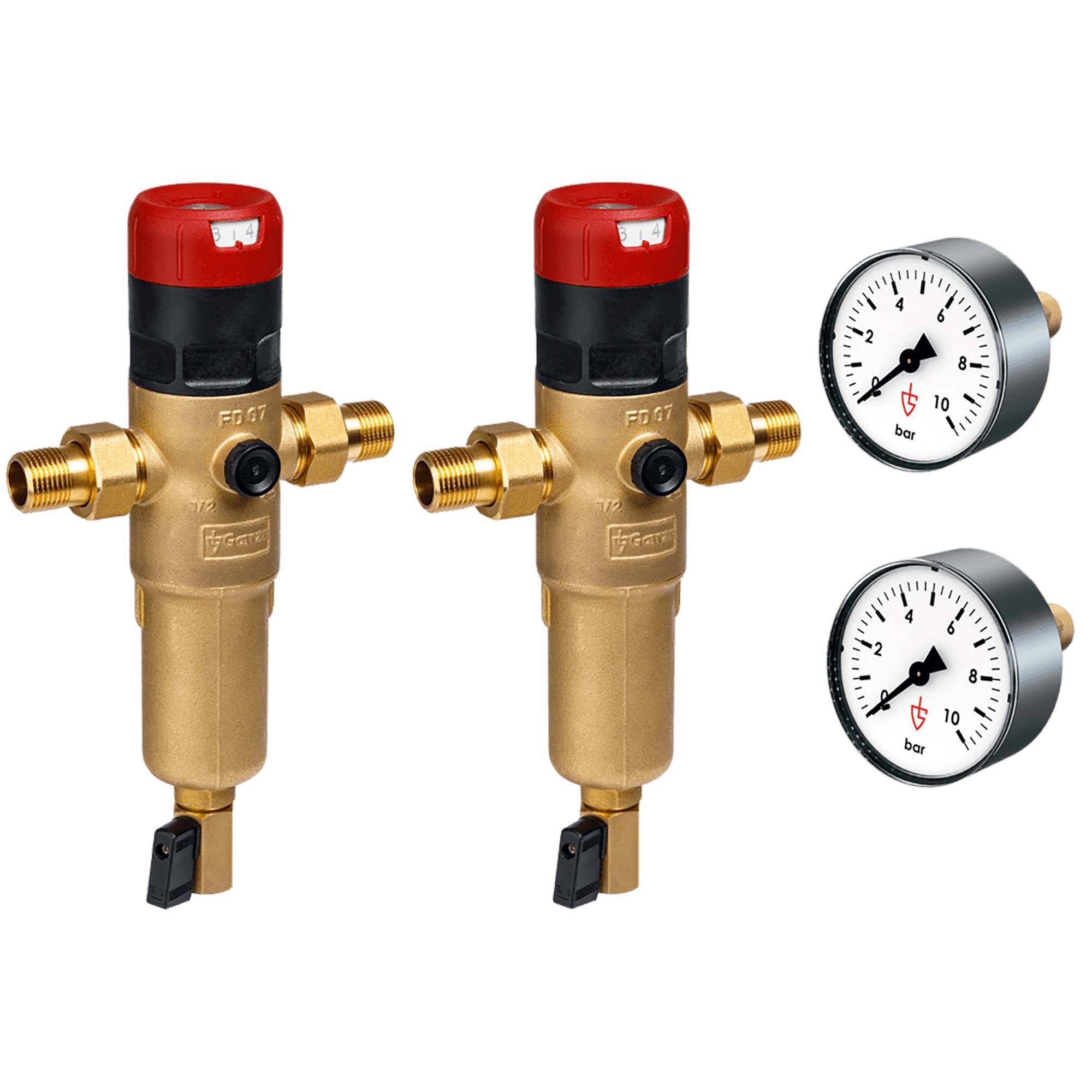 Набор: 2 фильтра с редуктором Goetze FD07-1/2 H и 2 манометра MA10-50 FD07-1/2H/MA10-50