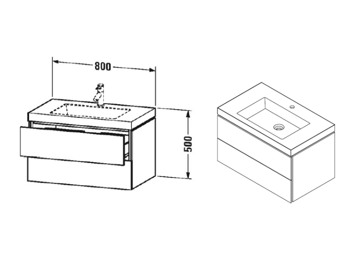 Тумба с раковиной Duravit L-Cube 800x480x500 мм подвесная белый глянцевый LC6927O2222
