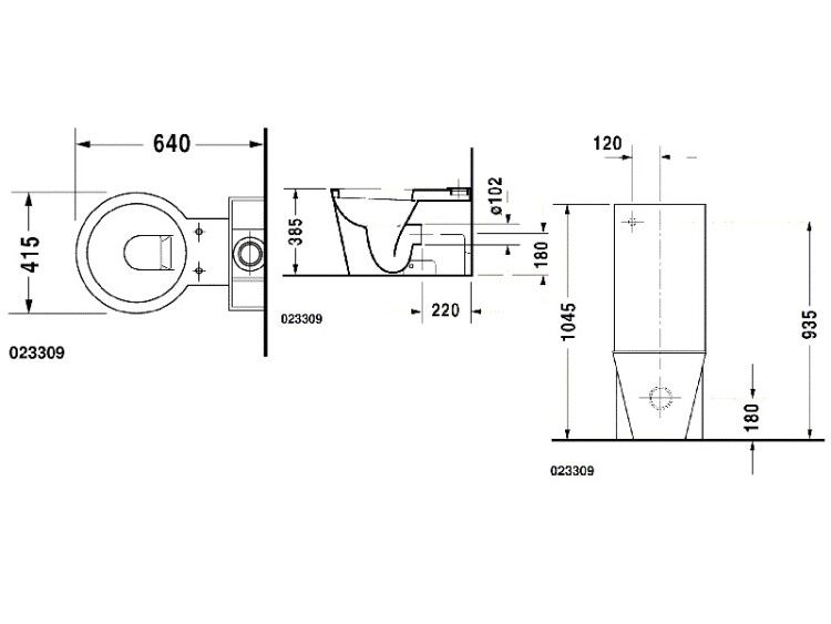 Унитаз напольный Duravit Starck 1 415x640x1045 мм 0233090064