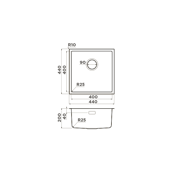 Кухонная мойка Omoikiri Tadzava 44-U/I Quadro-IN 44x44 см нержавеющая сталь 4993509