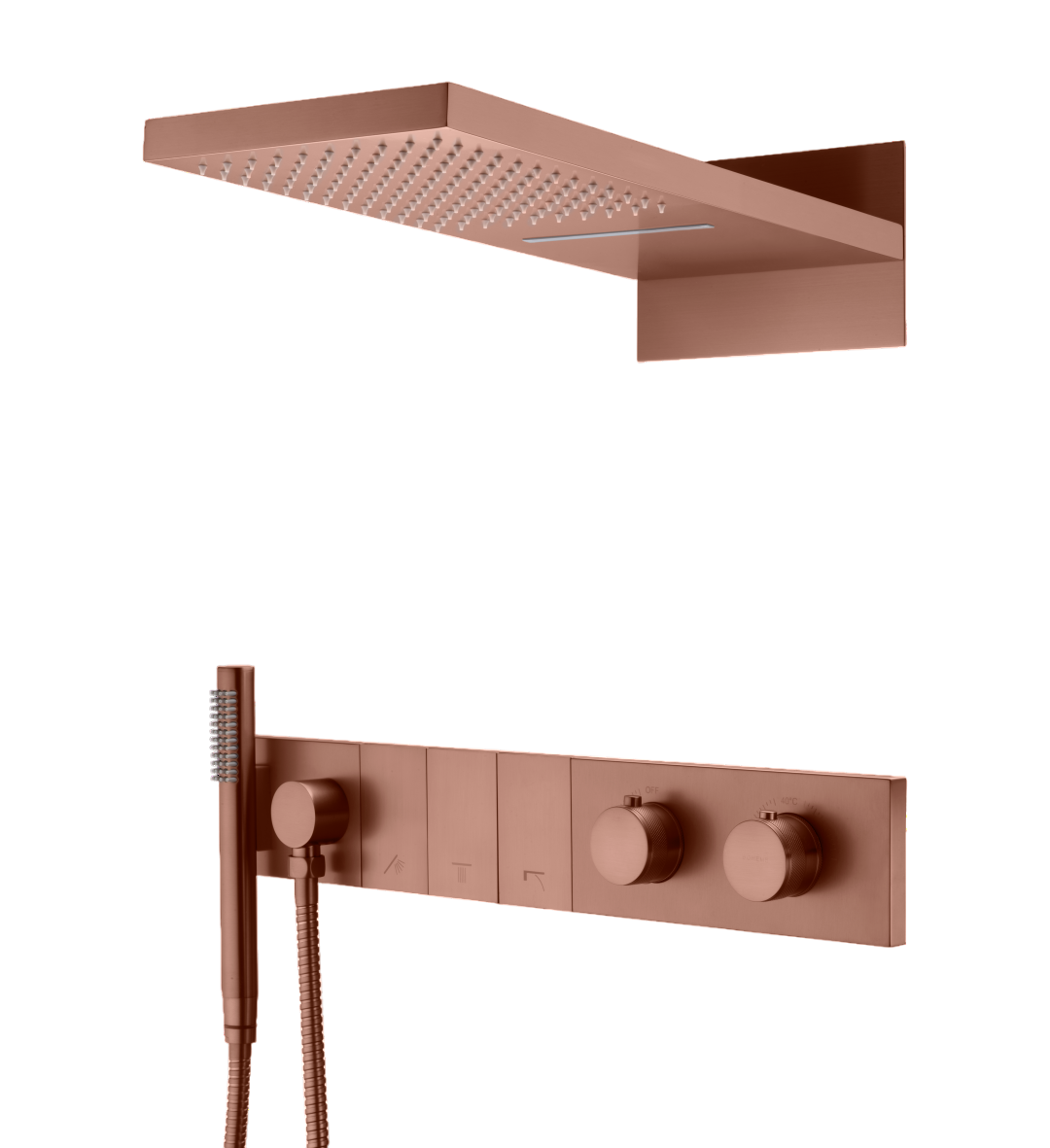 Душевой комплект встраиваемый Boheme Zodiac с термостатом верхним и ручным душем brushed bronze 133-BRB
