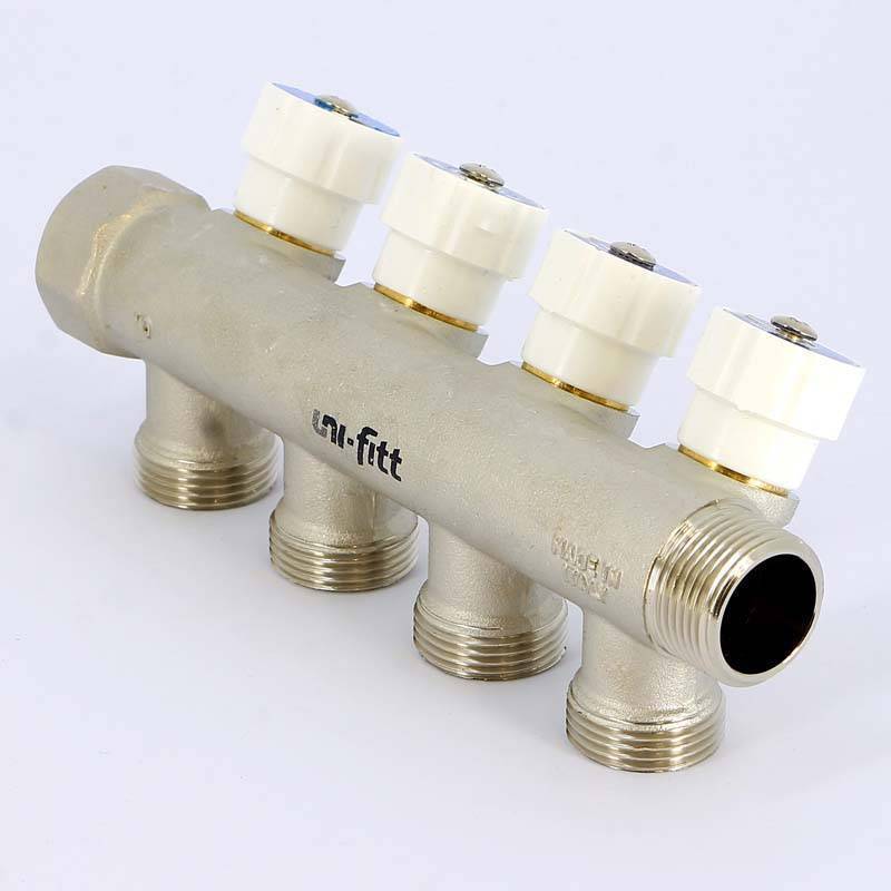 Коллектор с вентилями Uni-Fitt 3/4 4 выхода 3/4 EK 40 мм 402N3340