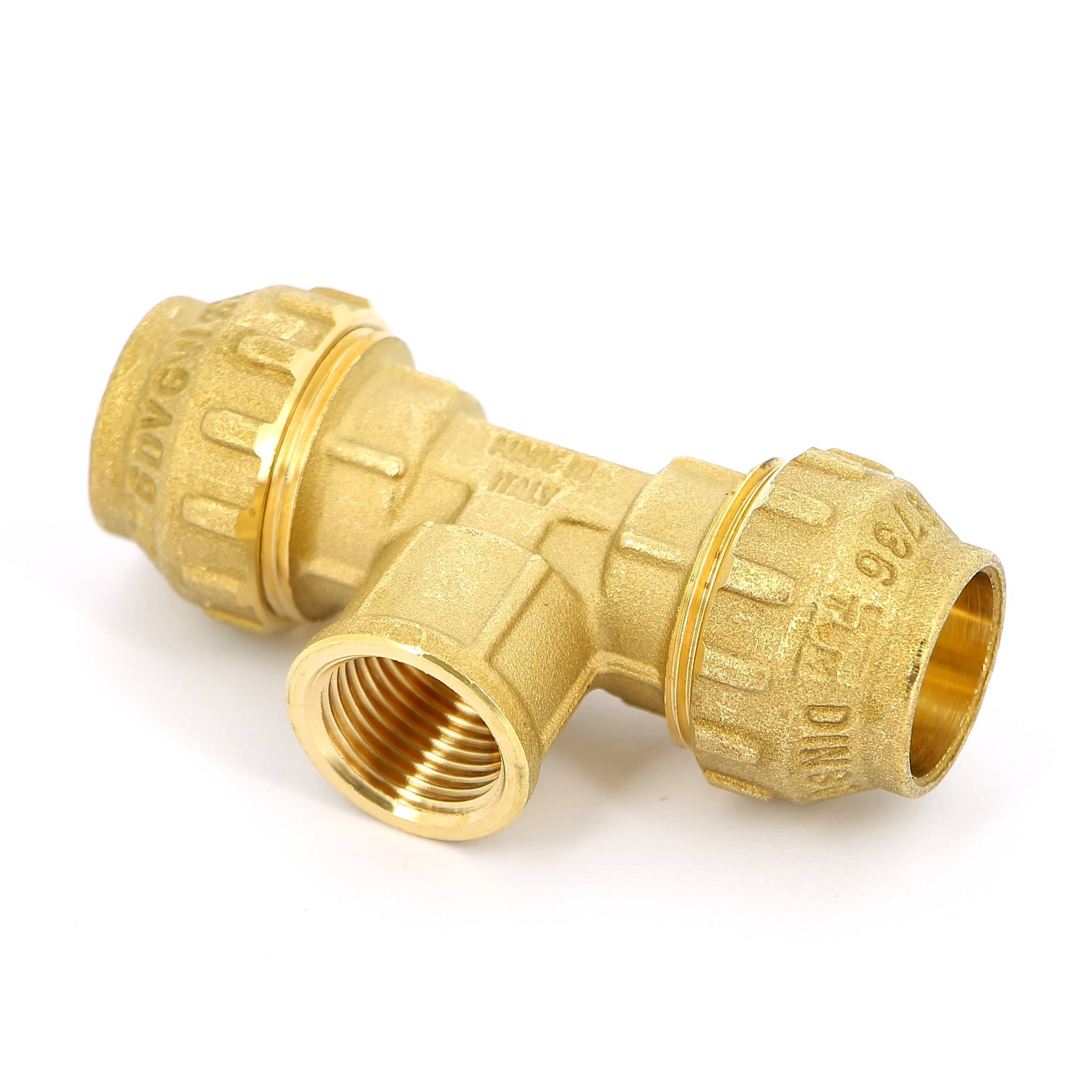 Тройник обжимной Tiemme 20х1/2х20 мм внутренняя резьба 3400043