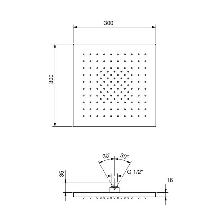 Верхний душ Fantini Acquafit 300x300 мм белый матовый 7929K053
