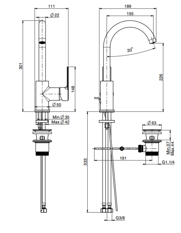 Смеситель для раковины Fima Carlo Frattini Mast золото F3151OR