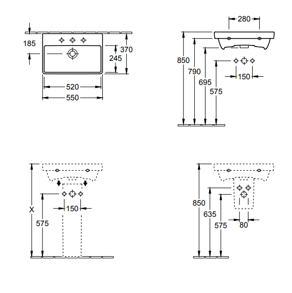 Раковина Villeroy & Boch Avento 550x370 мм камень белый CeramicPlus 4A0055RW