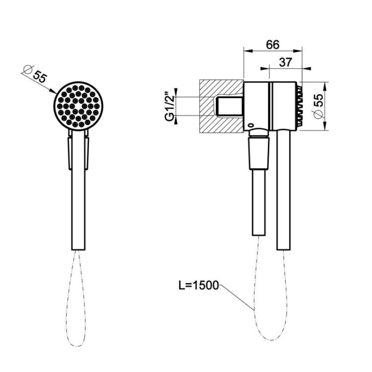 Душевой набор Gessi HI-FI с шлангом Darkflex цвет Black Metal PVD 63199-706