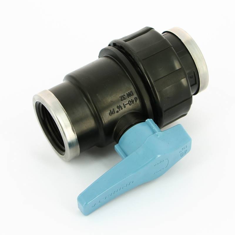 Кран компрессионный Unidelta ВВ 1 1/4 дюйма для труб ПНД 1073005005001