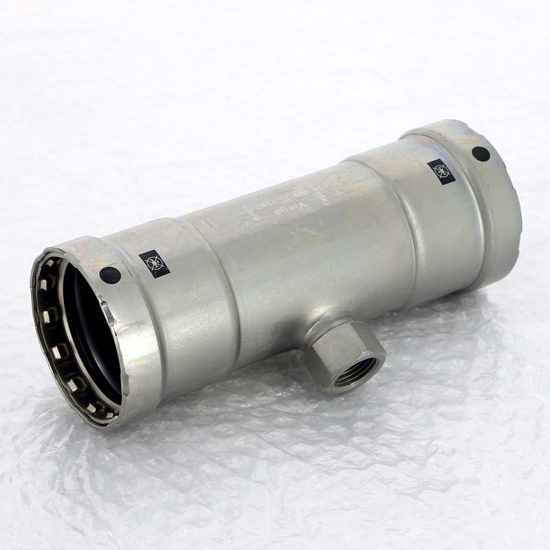 Тройник пресс-ВР оцинкованная сталь Viega Megapress 2x1/2x2 695248