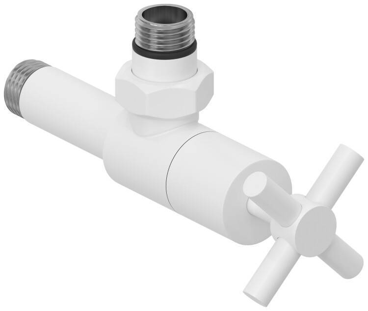 Вентиль Сунержа Крест угловой G 1/2 x G 1/2 белый матовый 30-1408-1212
